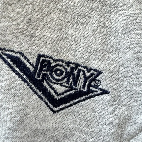 Vintage 80s Pony Full Zip Collar Sportswear Track Jacket size Large Navy Gray - Picture 2 of 7